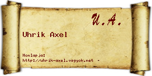 Uhrik Axel névjegykártya